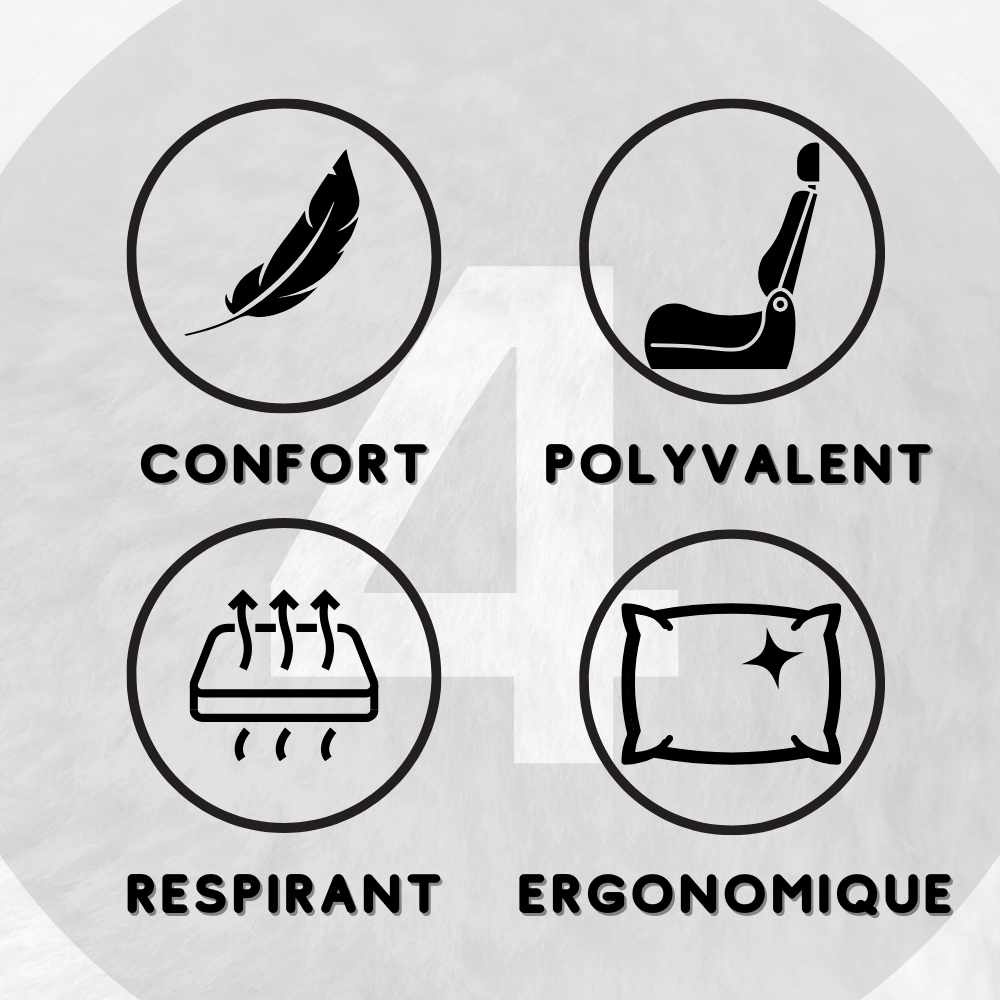 Les 4 détails du Coussin Anti-Escarre Fessier gris