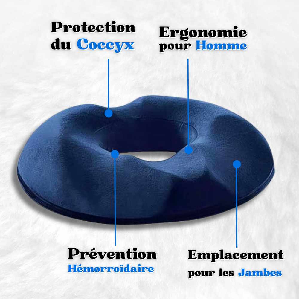 Coussin pour hémorroïdes homme bleu en détail