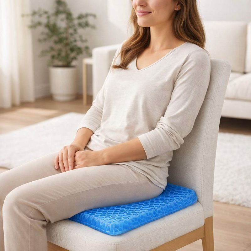 Une femme utilise le Coussin Anti-Escarre Viscoélastique