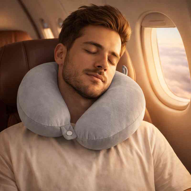 Utilisation du Coussin Avion Nuque gris