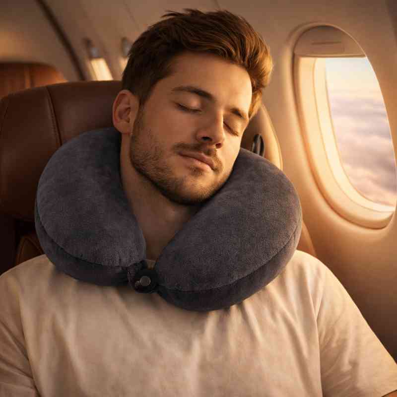 Utilisation du Coussin Avion Nuque gris foncé
