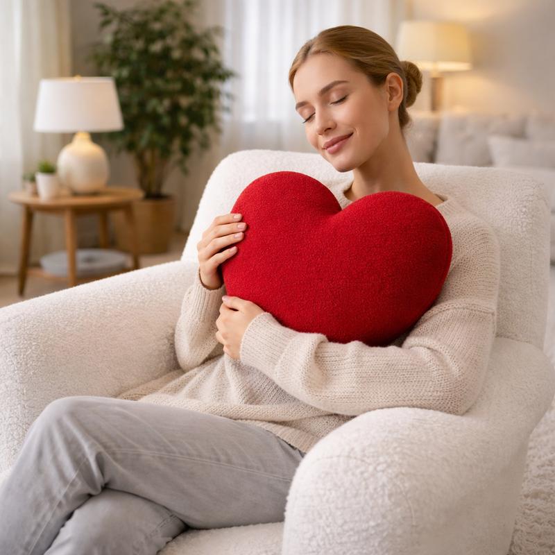 Femme Coussin Coeur rouge