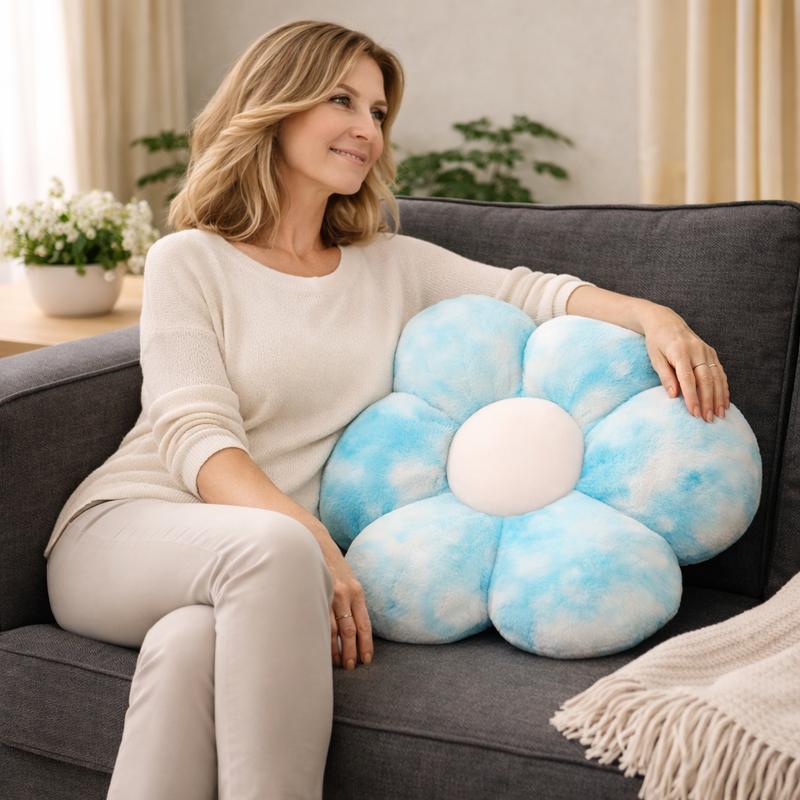 Femme Coussin Fleur bleu