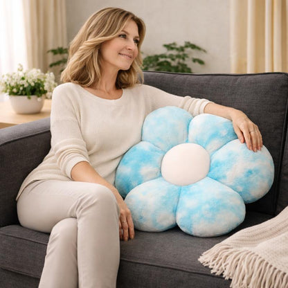 Femme Coussin Fleur bleu