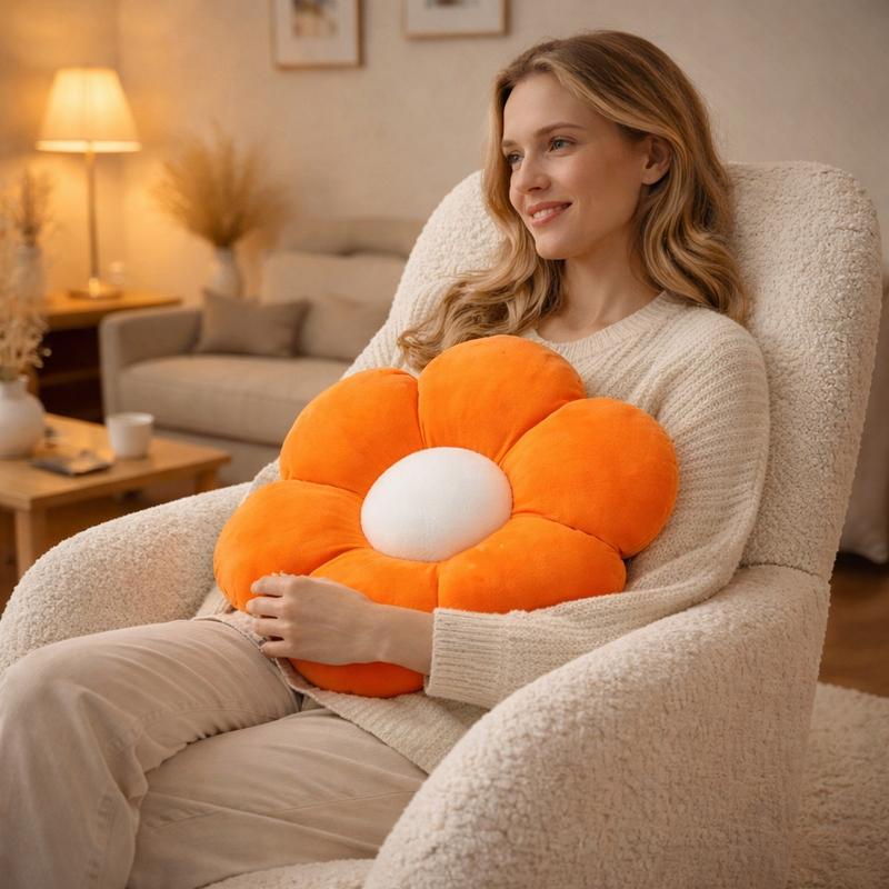 Femme Coussin Fleur orange