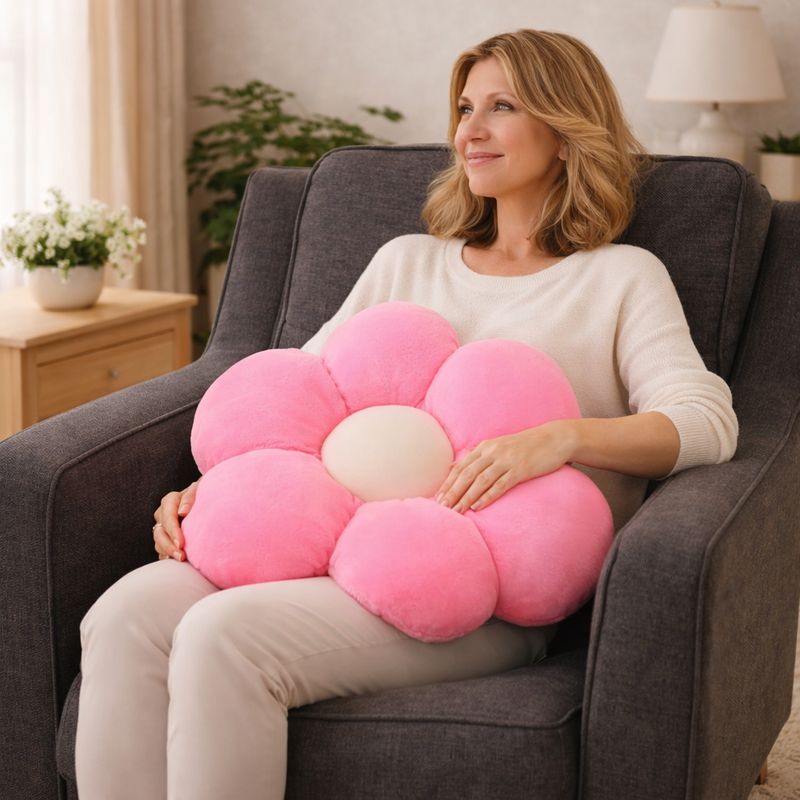Femme Coussin Fleur rose