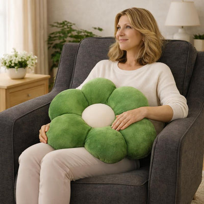 Femme Coussin Fleur vert