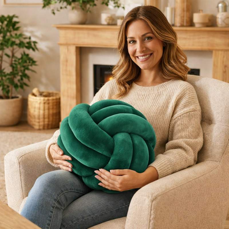 Une femme utilisele Coussin Noeud​ Vert