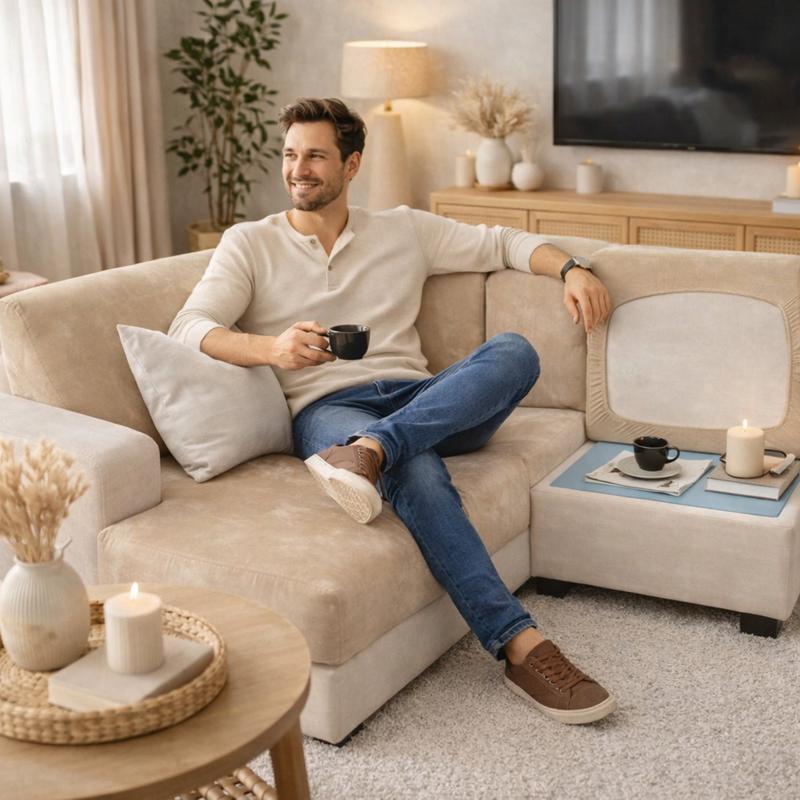 Homme Housse Canapé d'Angle beige