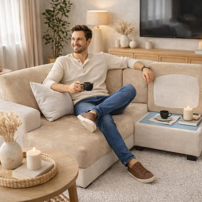 Homme Housse Canapé d'Angle beige