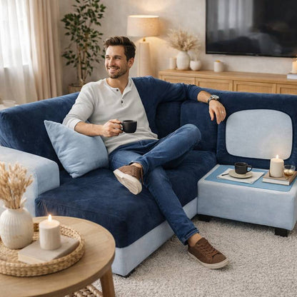 Homme Housse Canapé d'Angle bleue