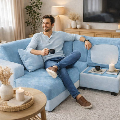 Homme Housse Canapé d'Angle bleue ciel