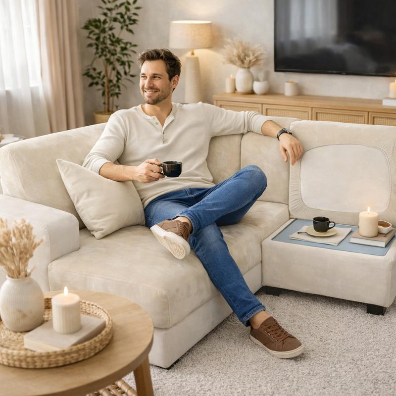 Homme Housse Canapé d'Angle crème