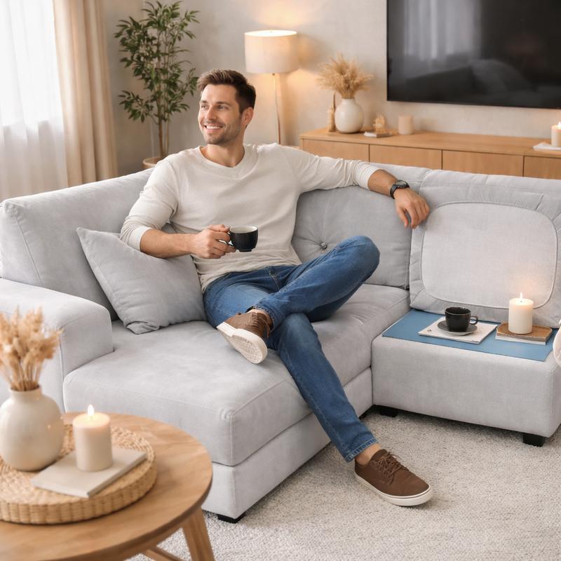 Homme Housse Canapé d'Angle grise clair