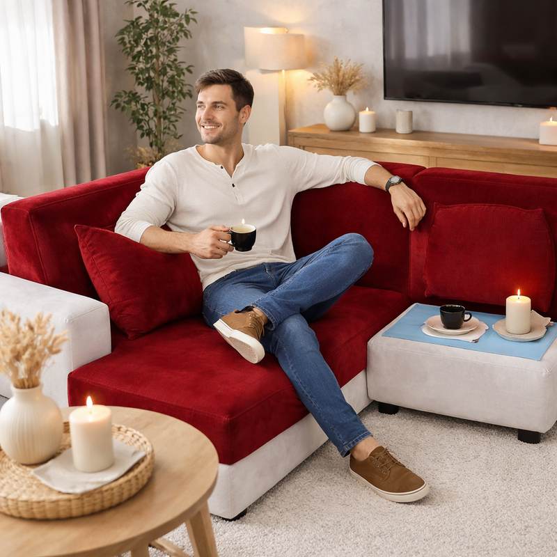 Homme Housse Canapé d'Angle rouge
