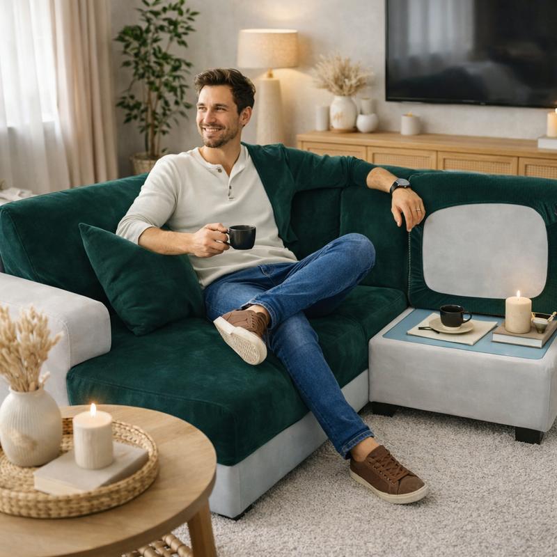 Homme Housse Canapé d'Angle vert sapin