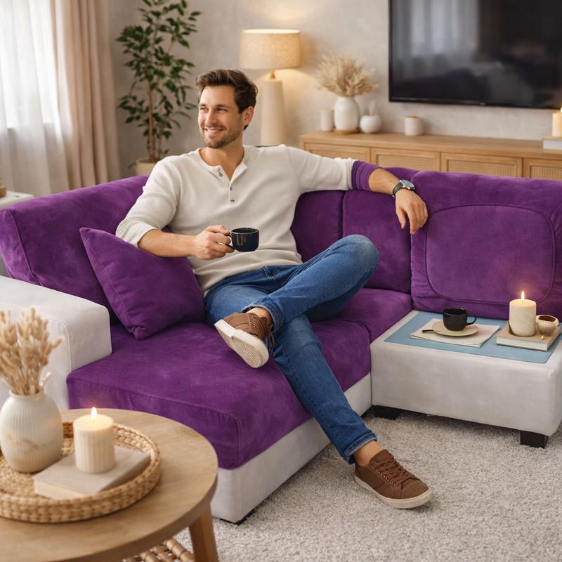 Homme Housse Canapé d'Angle violette