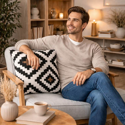 Homme Housse Coussin Carré Astek Bois