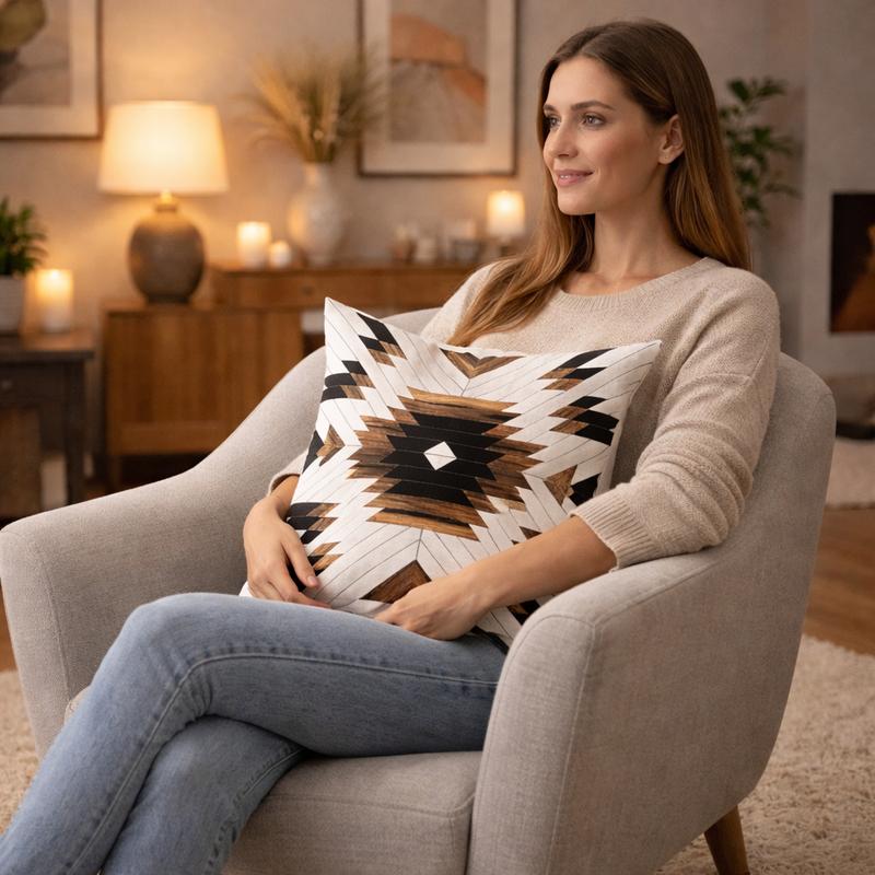 F Housse Coussin Carré Totem blanc
