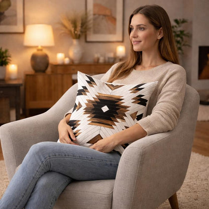 F Housse Coussin Carré Totem blanc