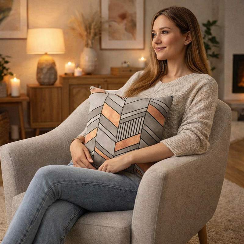 Femme Housse Coussin Carré cuivre graphique