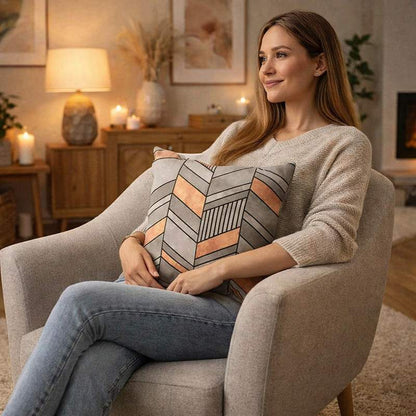 Femme Housse Coussin Carré cuivre graphique