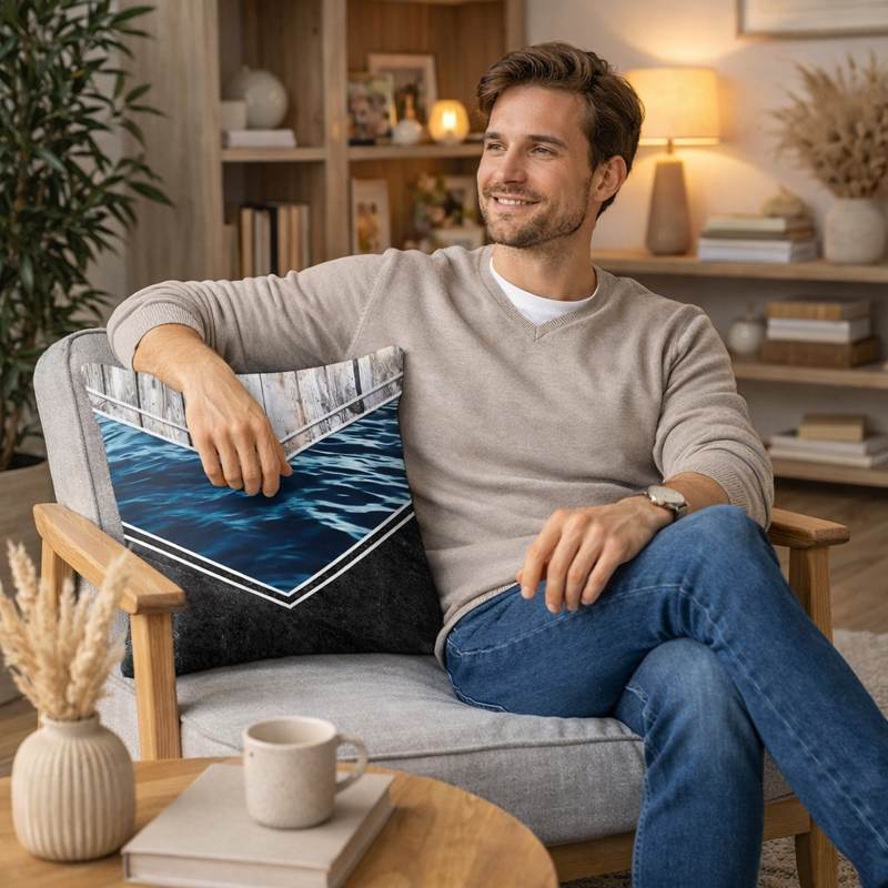 Homme Housse Coussin Carré Éléments