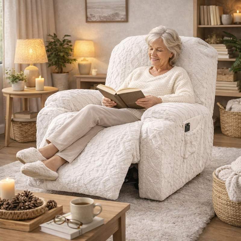 Femme Housse Fauteuil Relax Tricot blanche