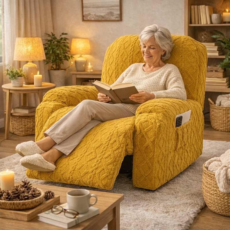 femme Housse Fauteuil Relax Tricot jaune