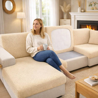 Femme Housse de Canapé Extensible beige