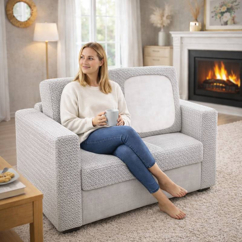 Femme Housse de Canapé Extensible grise clair
