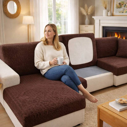 Femme Housse de Canapé Extensible marron