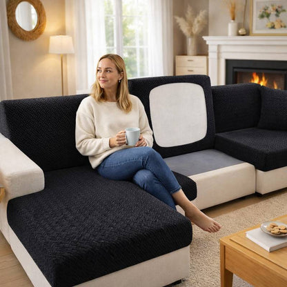 Femme Housse de Canapé Extensible noire