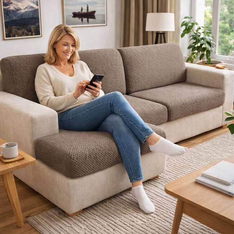 Femme Housse de Canapé Extensible taupe
