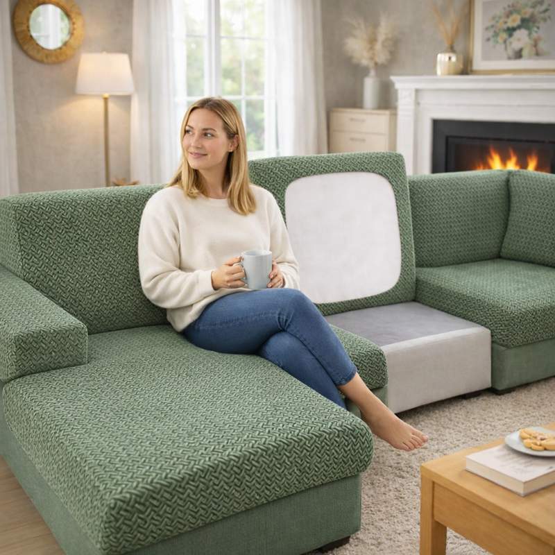Femme Housse de Canapé Extensible vert