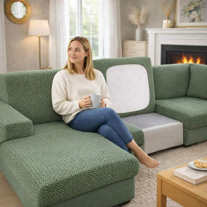 Femme Housse de Canapé Extensible vert