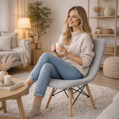 Femme Housse de Chaise Scandinave​ gris clair