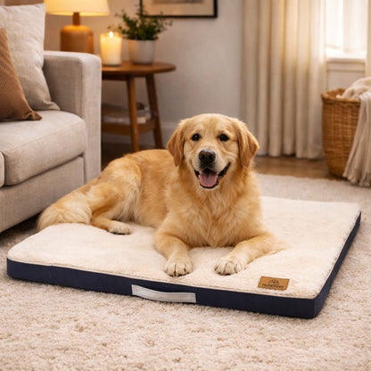 Chien Matelas Mémoire de Forme pour Chien crème