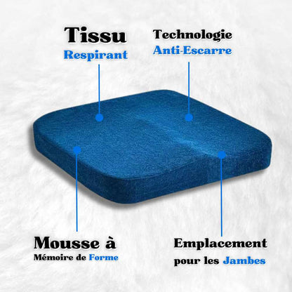 Coussin Anti-Escarre mémoire de forme bleu détails