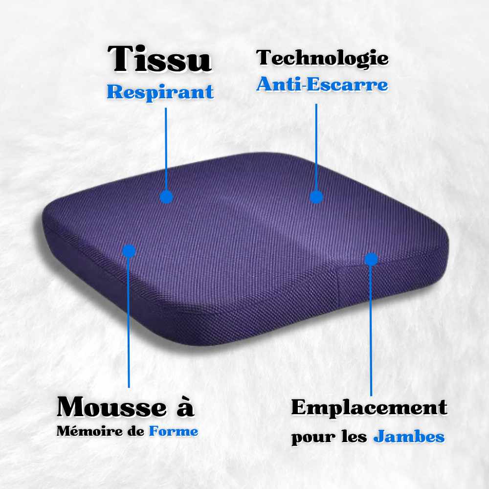 Coussin Anti-Escarre mémoire de forme à maille bleu en détail