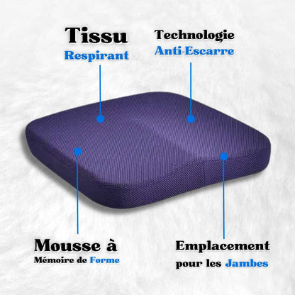Coussin Anti-Escarre mémoire de forme à maille bleu en détail