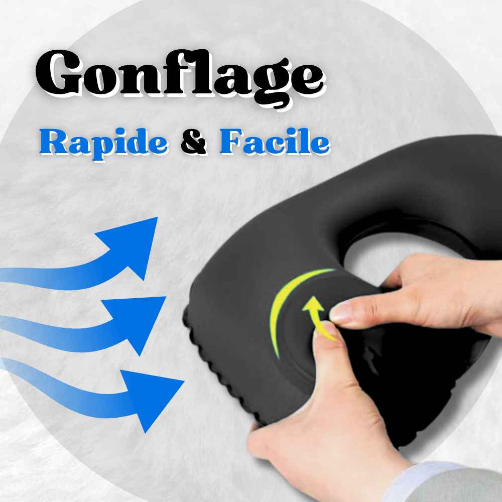 Utilisation du Coussin Avion Gonflable Facile noir 