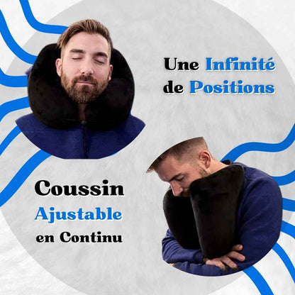 Utilisation en deux positions du Coussin Cervical de Voyage noir