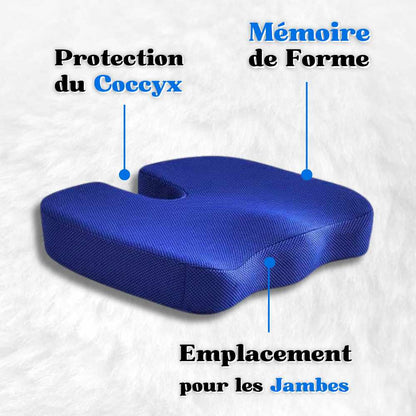 Les détails du Coussin Coccyx mémoire de forme bleu marine