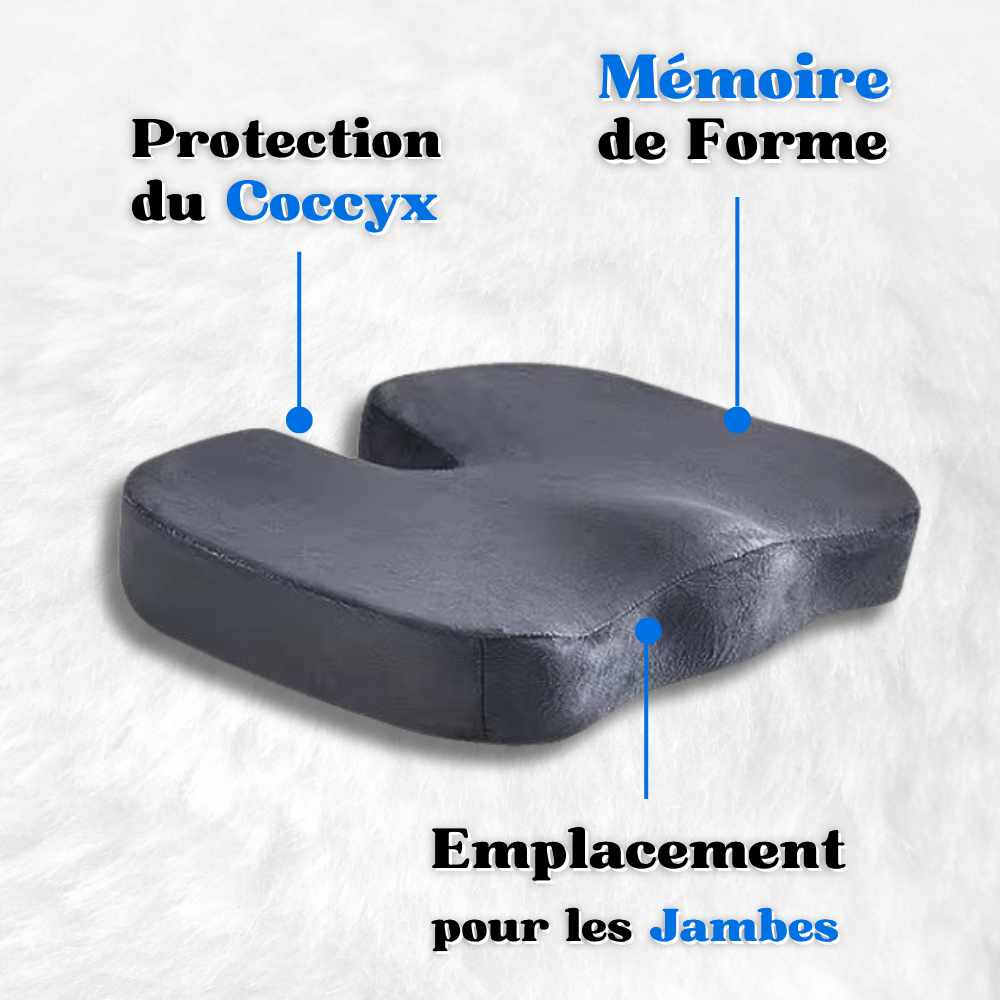 Coussin Coccyx mémoire de forme gris en détail