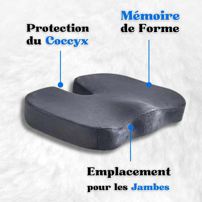 Coussin Coccyx mémoire de forme gris en détail