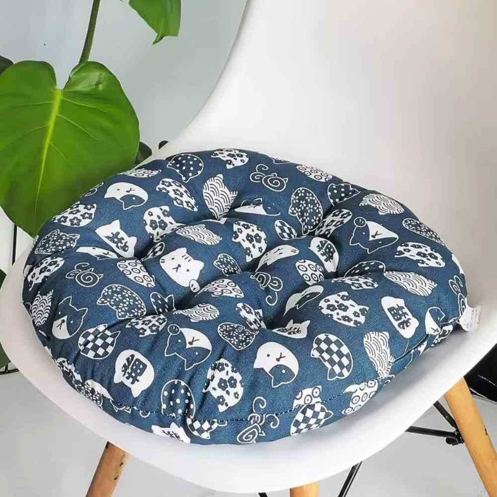 Coussin de Chaise pour maison Rond motif chat bleu
