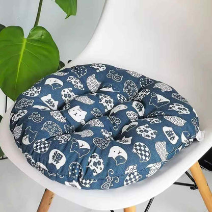 Coussin de Chaise pour maison Rond motif chat bleu