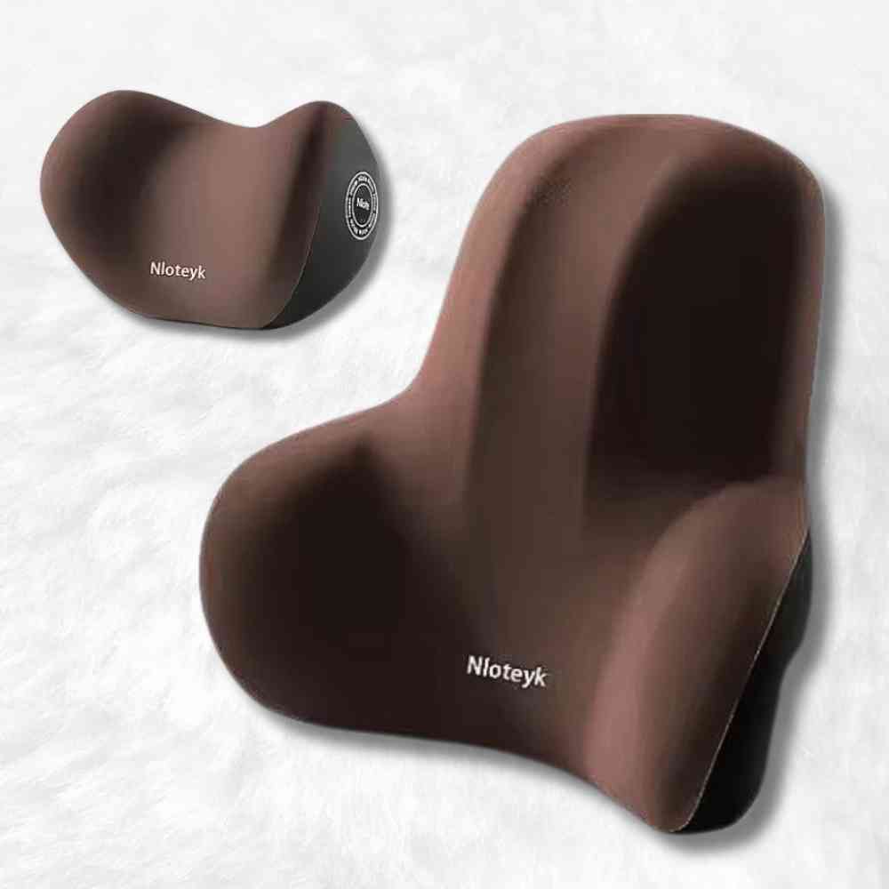 Coussin Dos et cervical en Voiture marron​