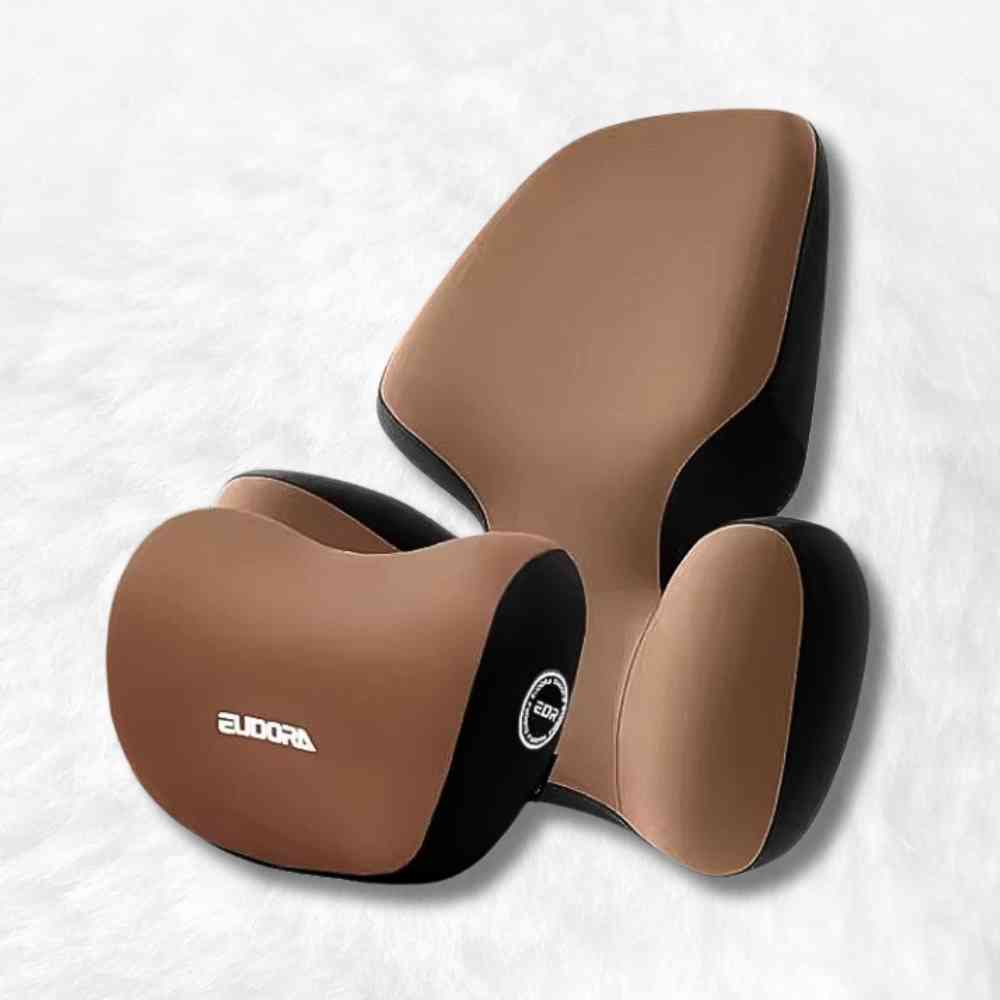 Coussin Ergonomique pour Voiture marron​ avec un coussin cervicales